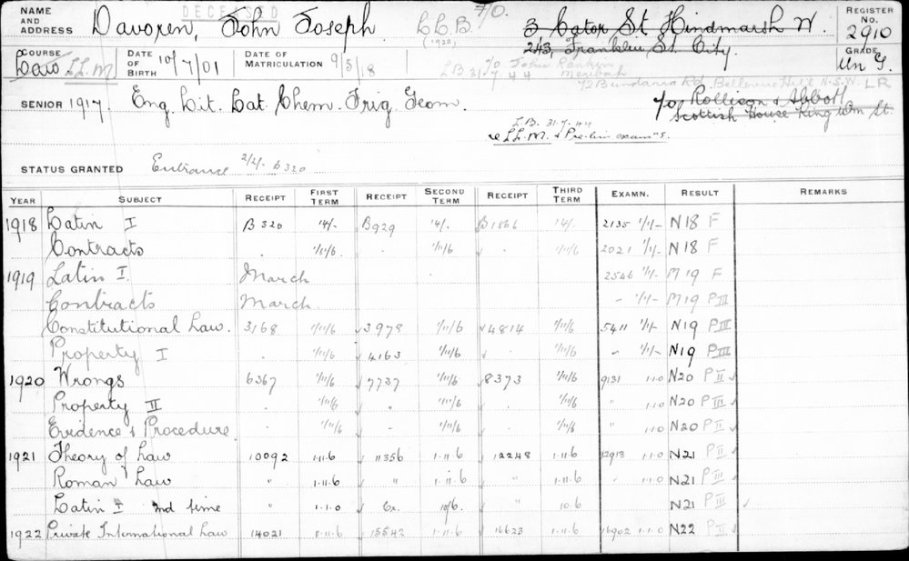 DAVOREN, John Joseph