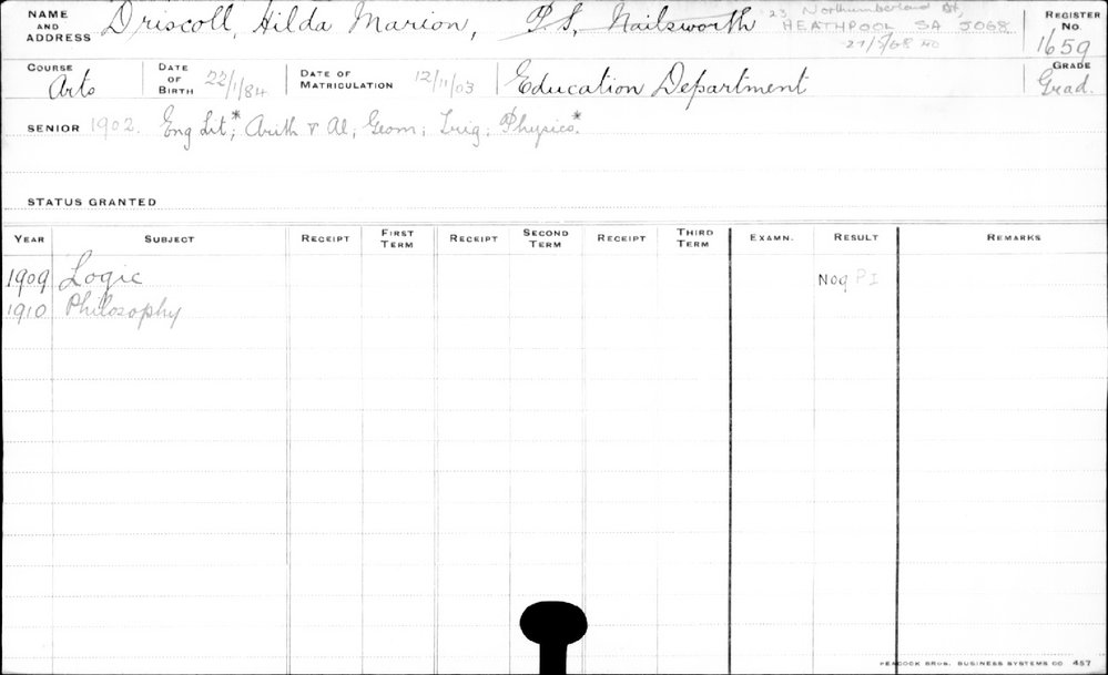 DRISCOLL, Hilda Marion