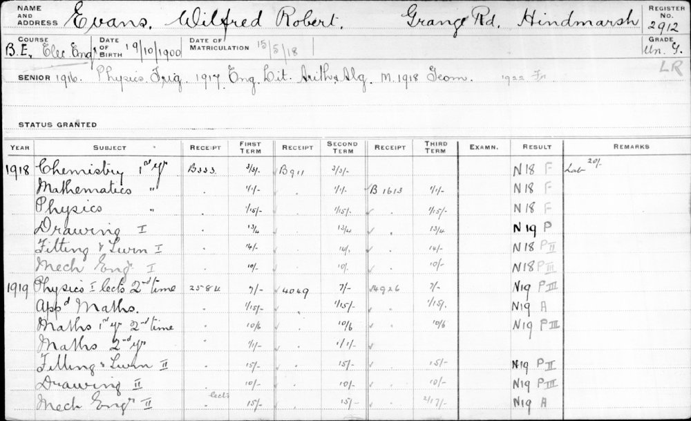 EVANS, Wilfred Robert