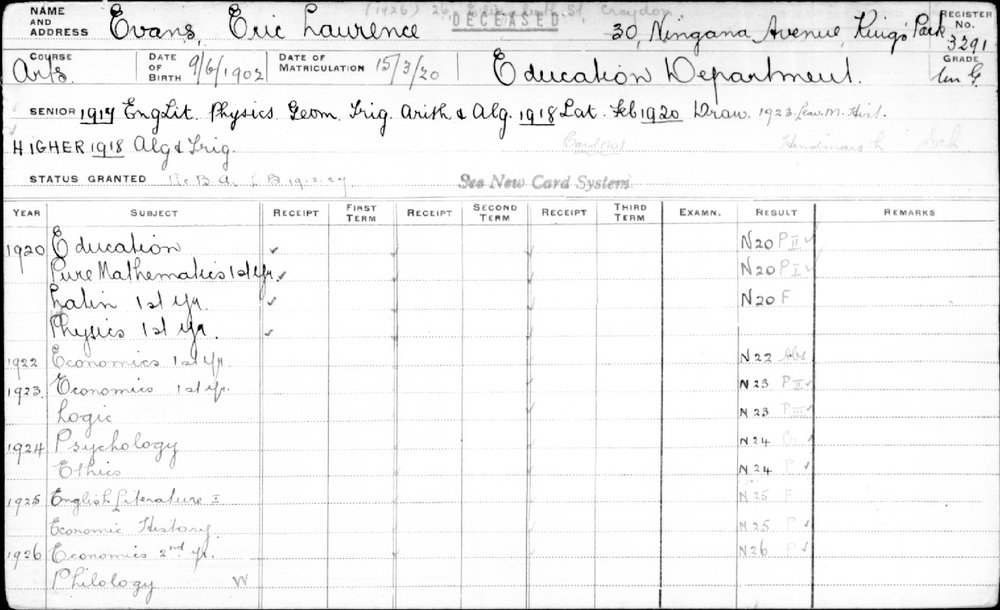 EVANS, Eric Laurence