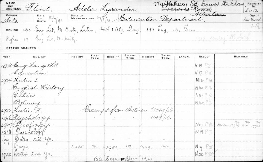 FLINT, Adela Lysander