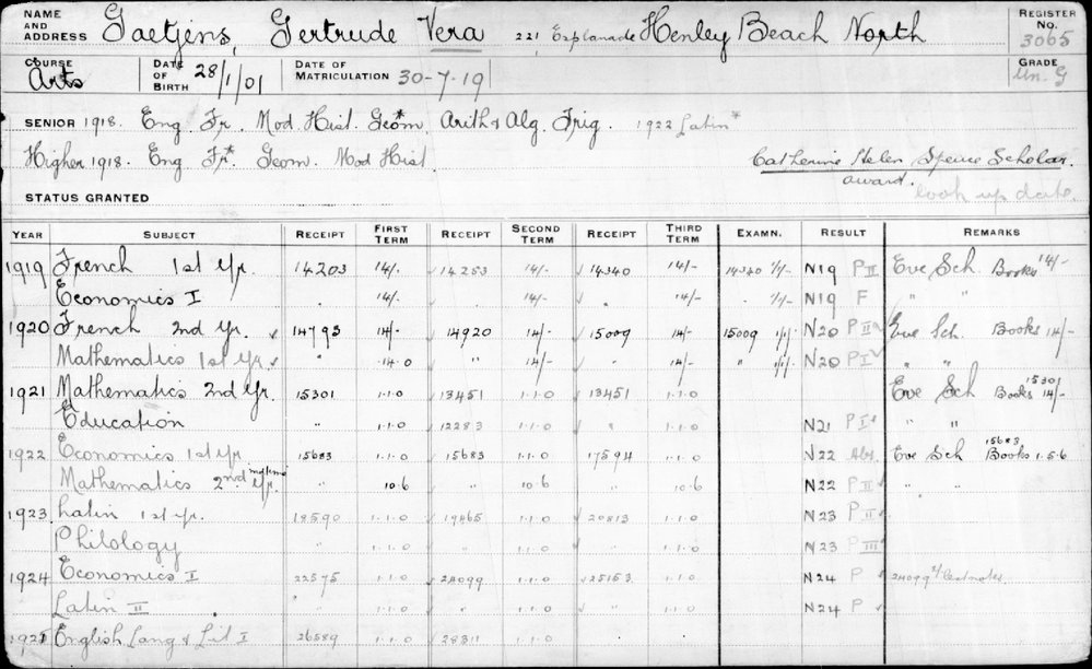 GAETJENS, Gertrude Vera