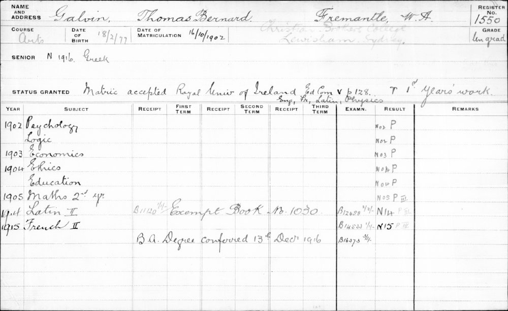 GALVIN, Thomas Bernard