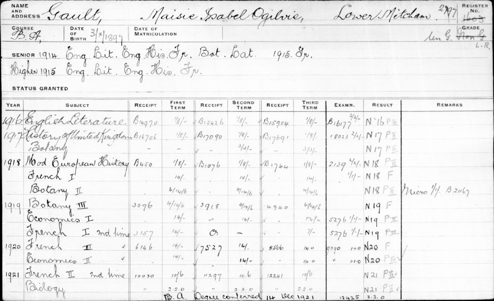 GAULT, Maisie Isabel Ogilvie