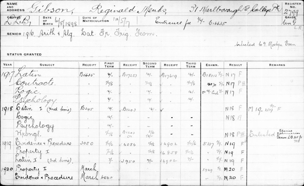 GIBSON, Reginald Mends