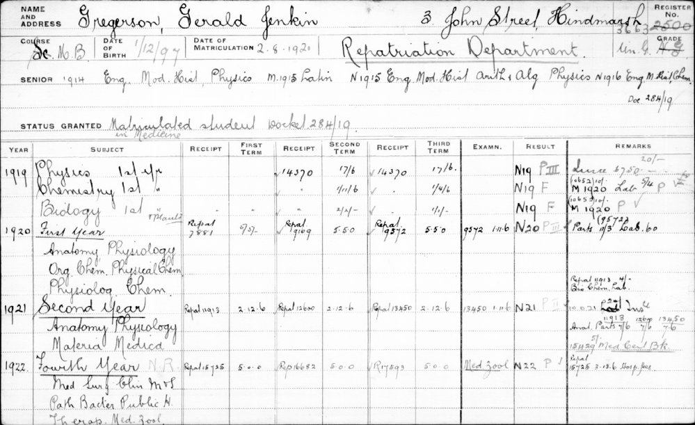 GREGERSON, Gerald Jenkin