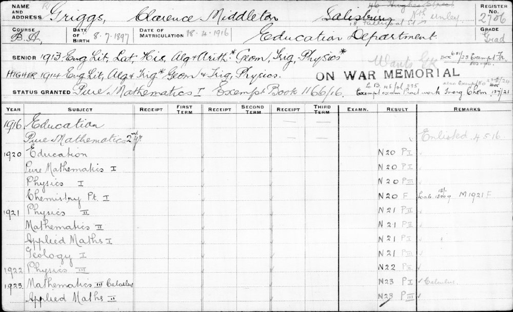 GRIGGS, Clarence Middleton