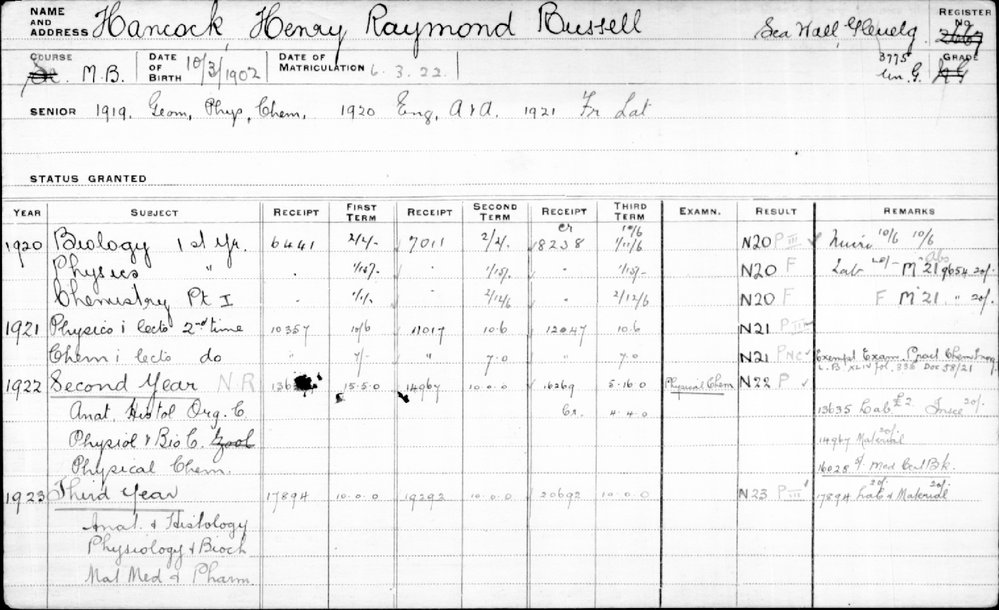 HANCOCK, Henry Raymond Russell