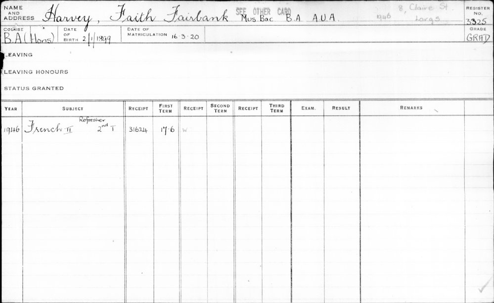 HARVEY, Faith Fairbank