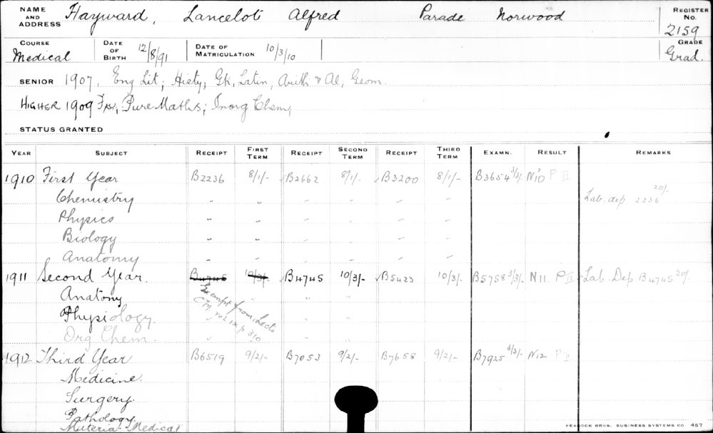 HAYWARD, Lancelot Alfred