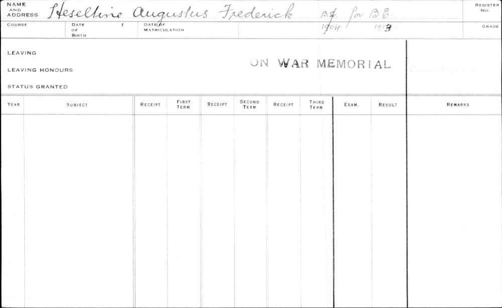 HESELTINE, Augustus Frederick