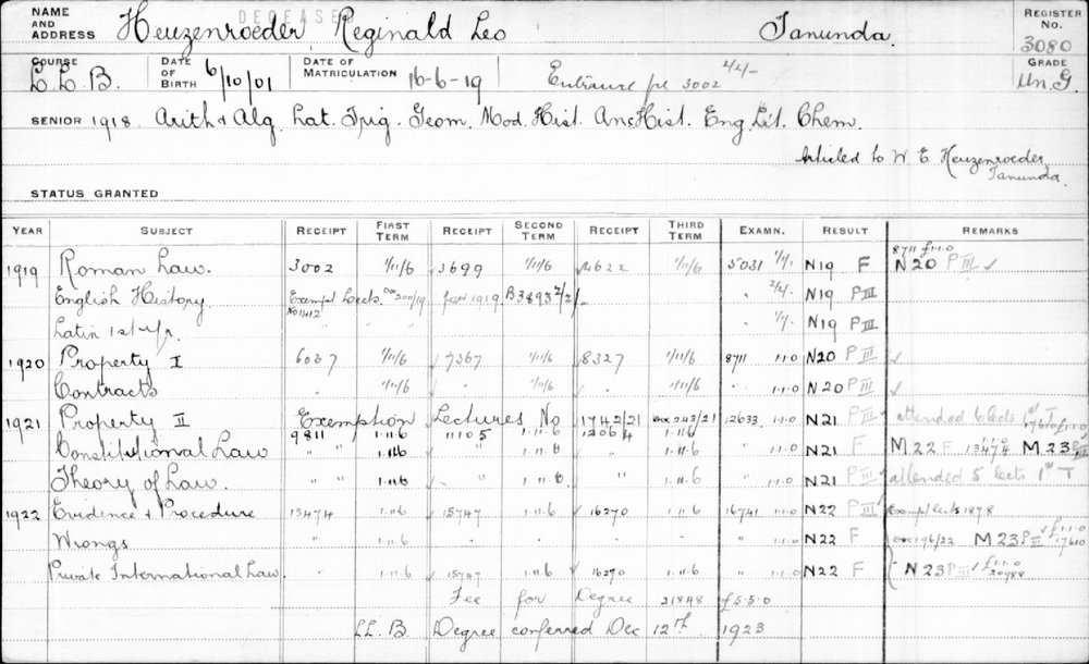HEUZENROEDER, Reginald Leo