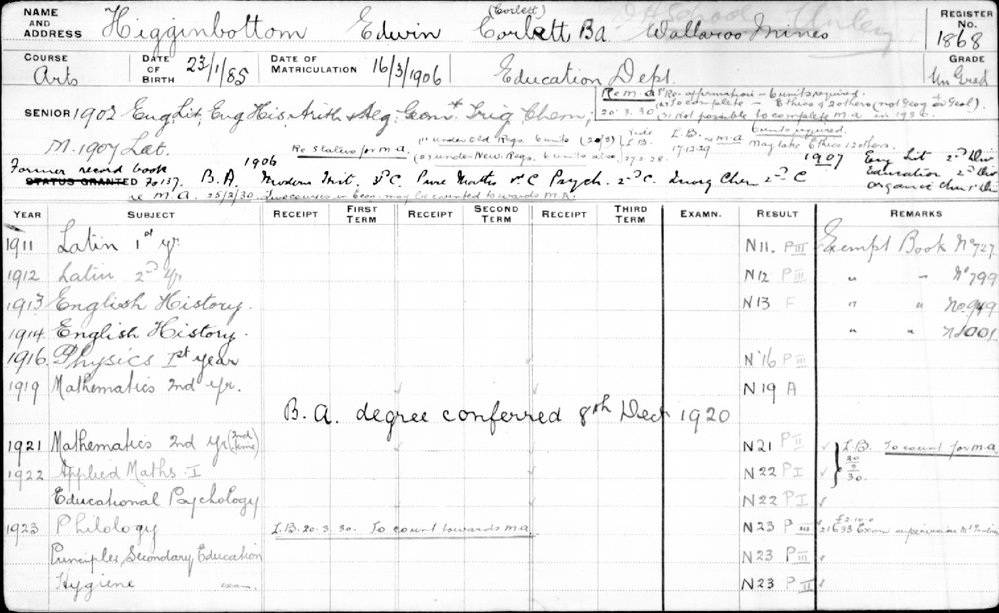 HIGGINBOTTOM, Edwin Corbett