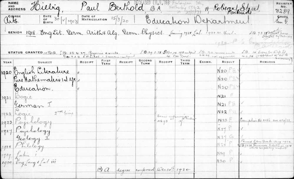 HILBIG, Paul Berthold