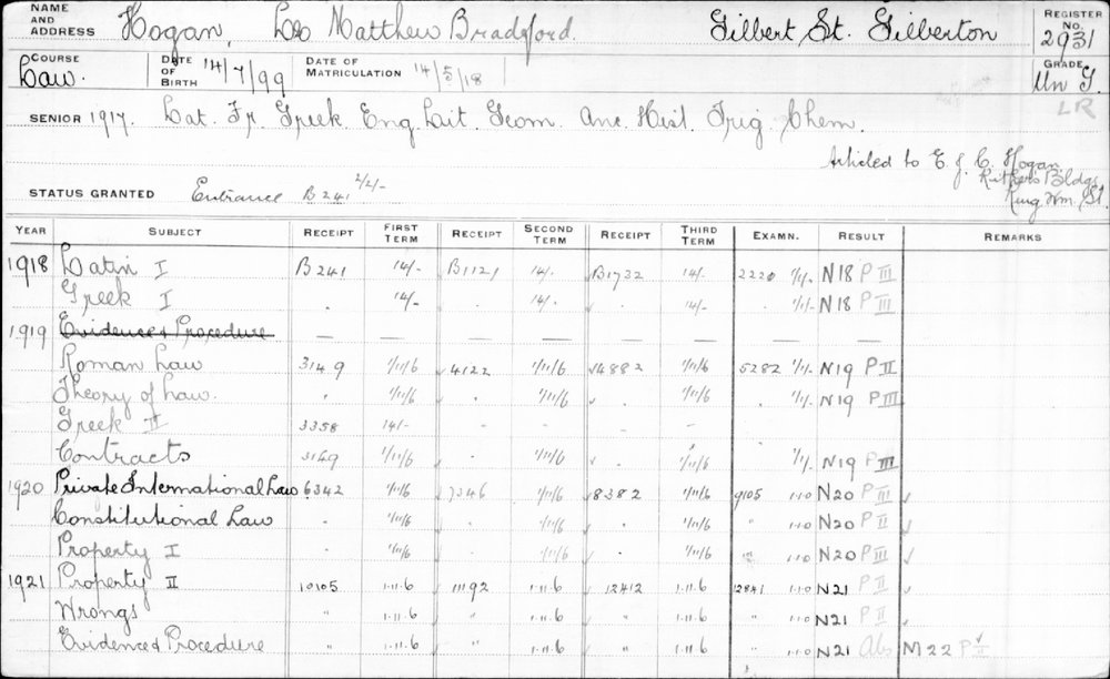 HOGAN, Leo Matthew Bradford