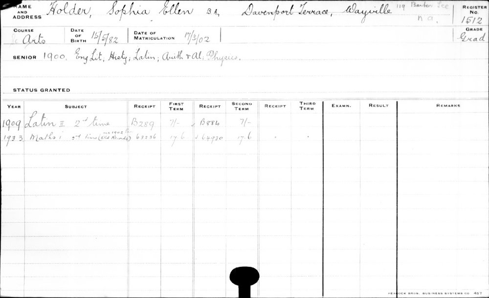 HOLDER, Sophia Ellen