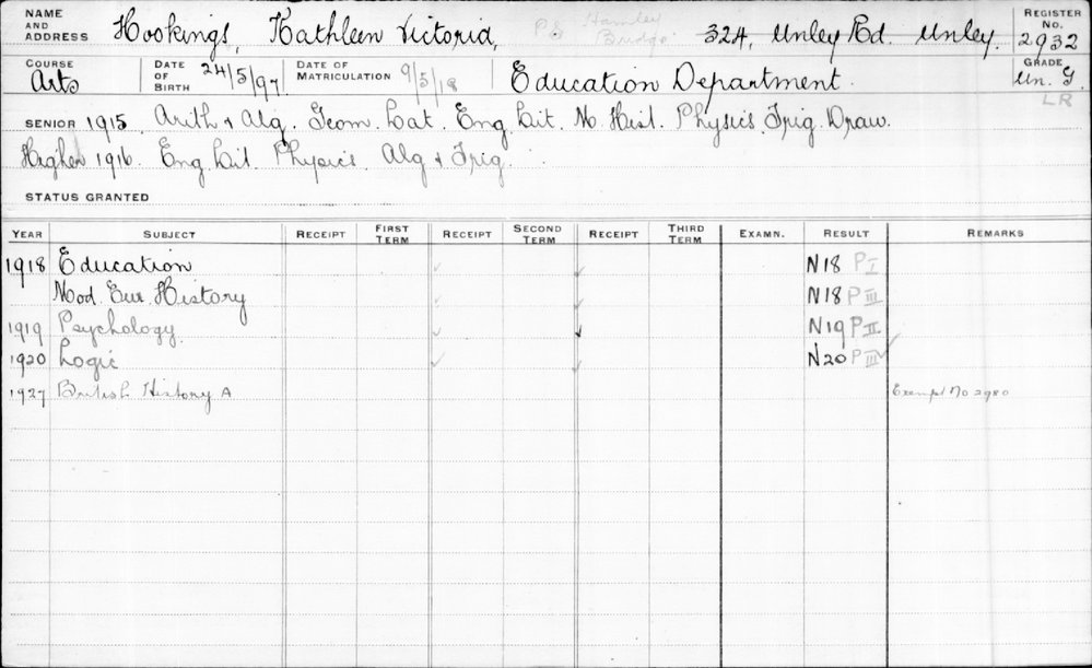 HOOKINGS, Kathleen Victoria