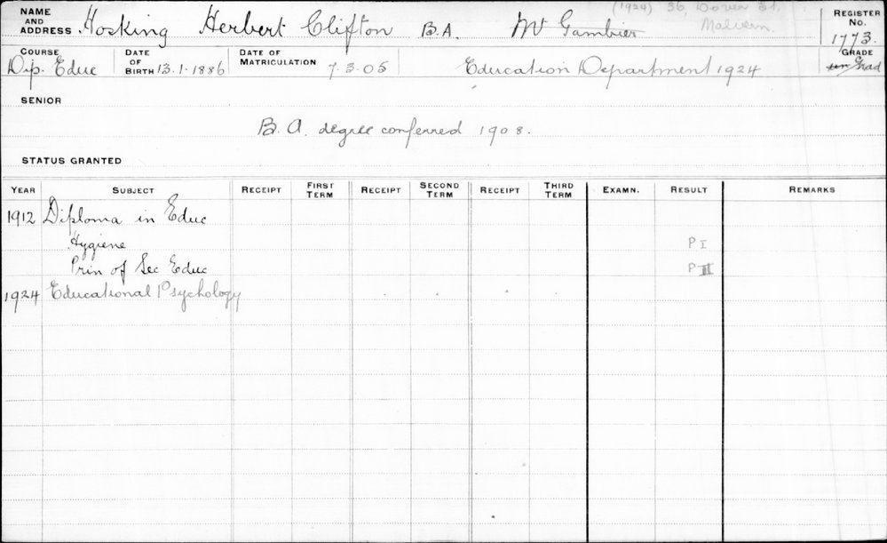 HOSKING, Herbert Clifton