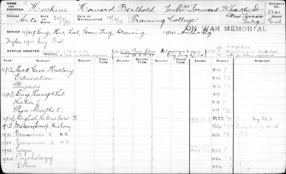 HOSKINS, Howard Berthold