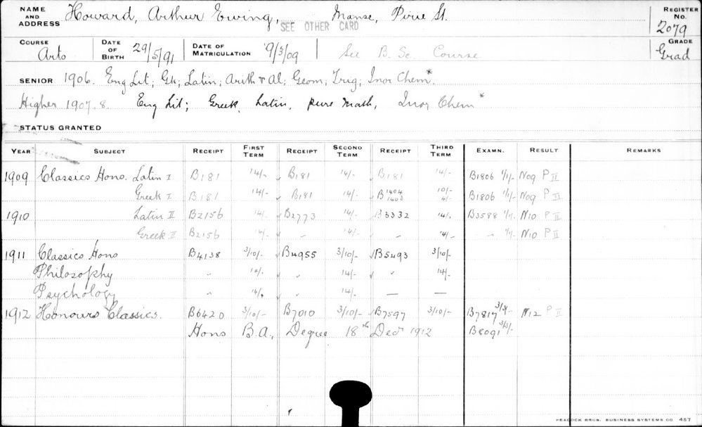 HOWARD, Arthur Ewing