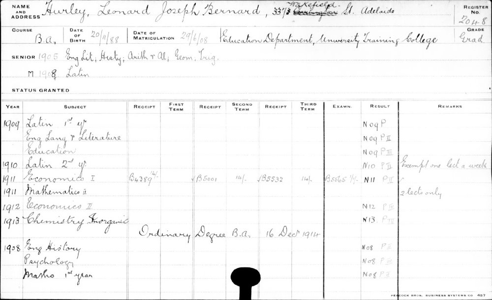 HURLEY, Leonard Joseph Bernard