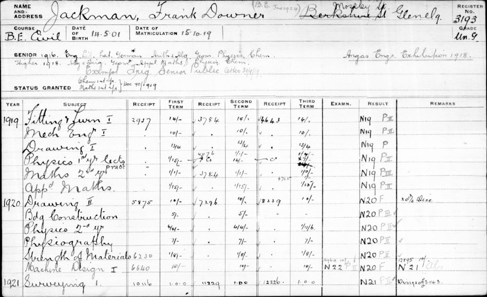 JACKMAN, Frank Downer