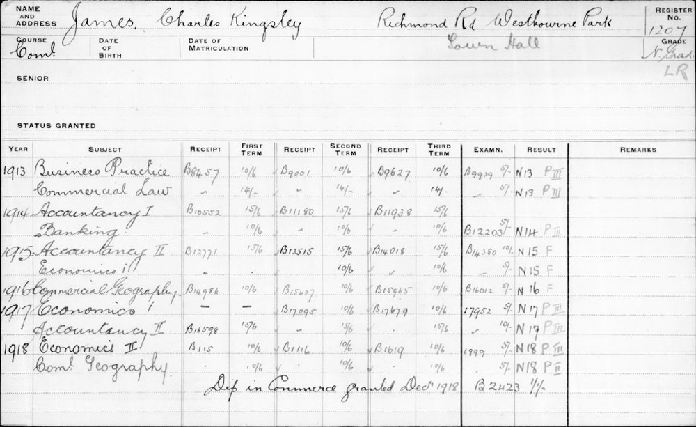 JAMES, Charles Kingsley