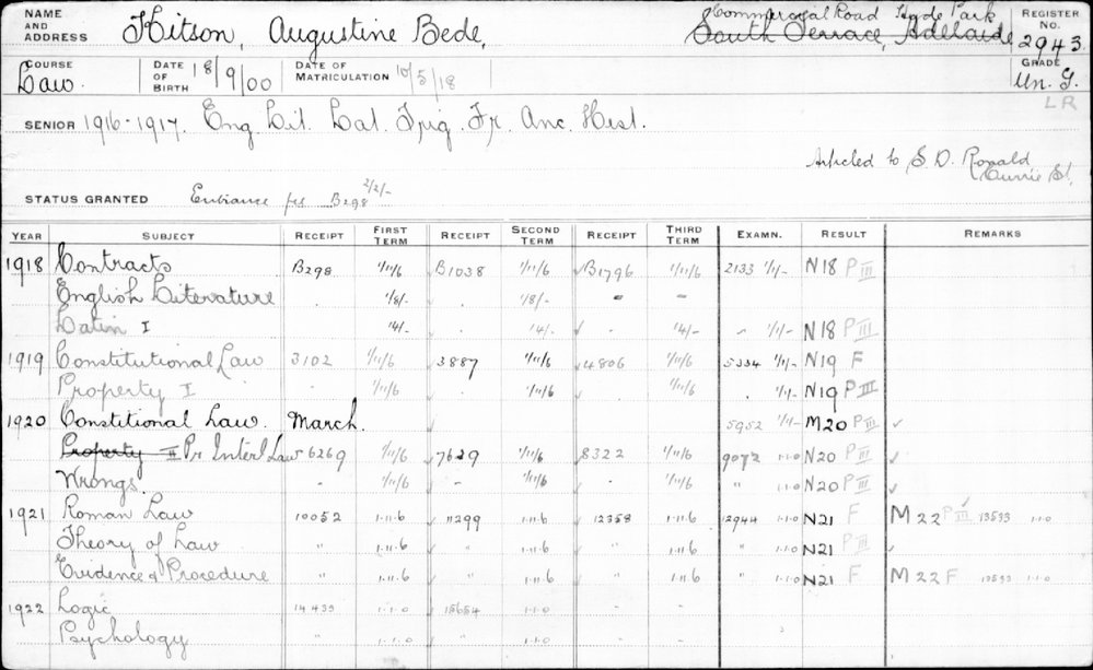 KITSON, Augustine Bede