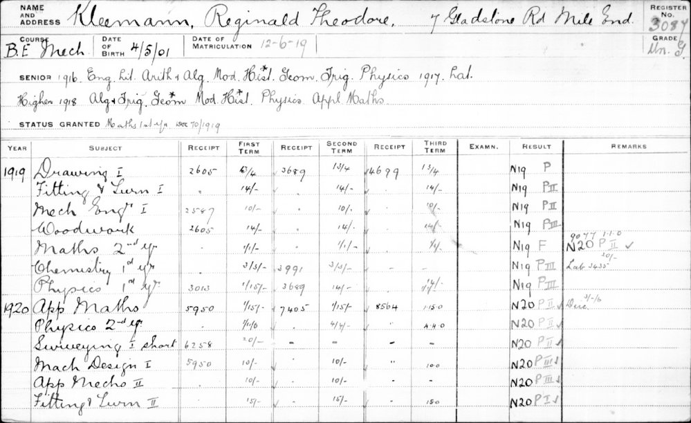 KLEEMAN, Reginald Theodore