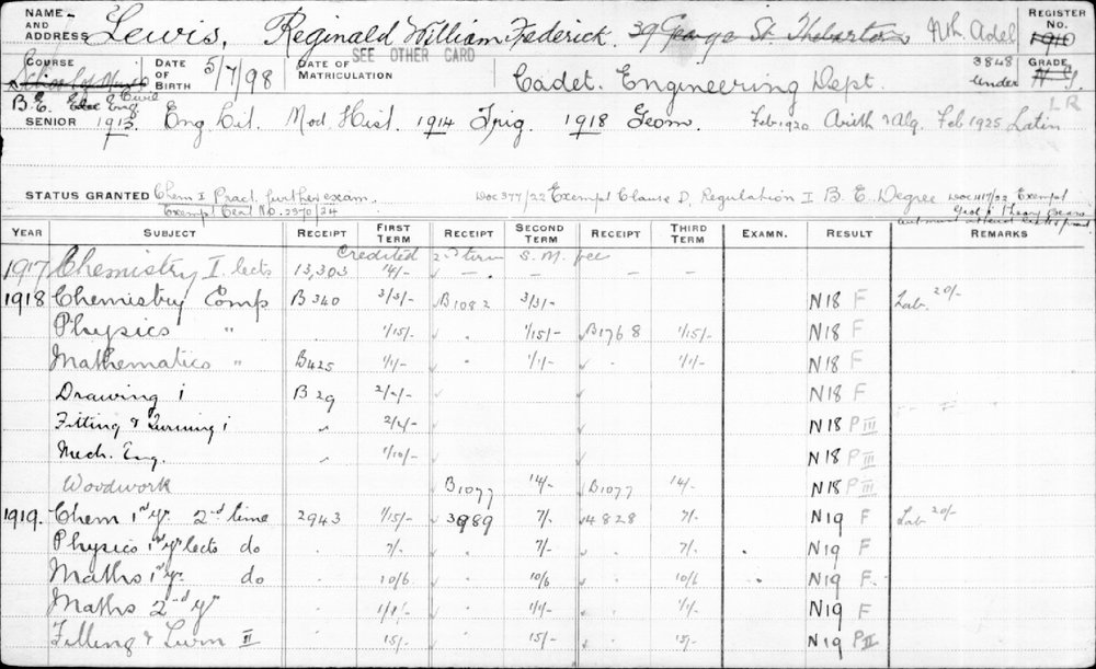 LEWIS, Reginald William Frederick