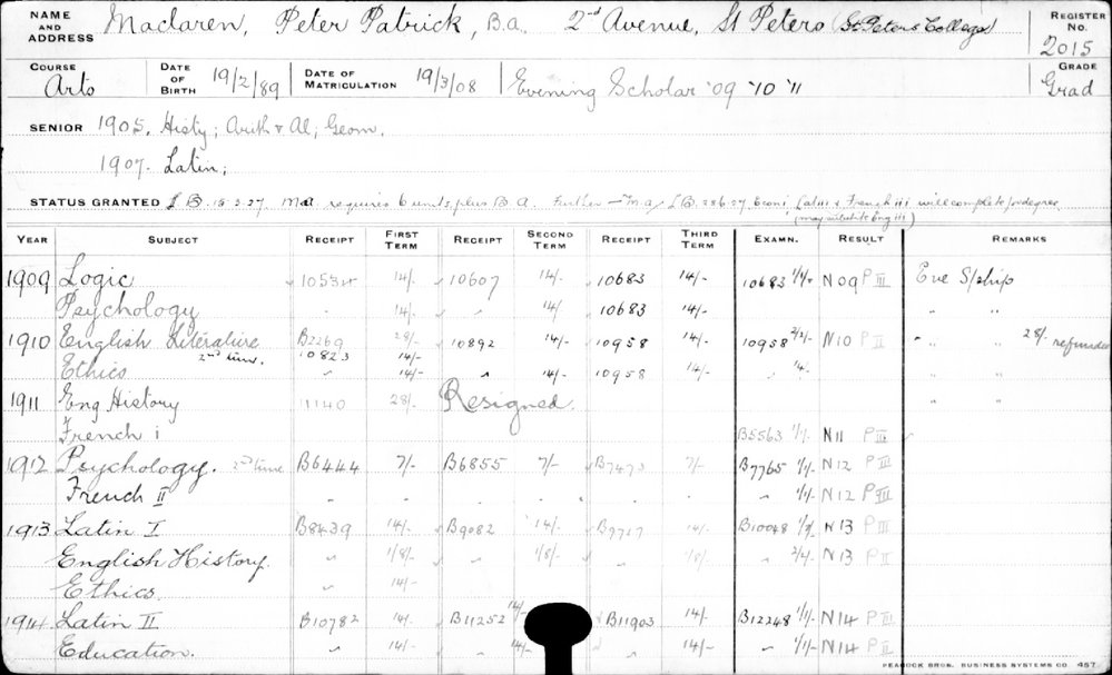 MACLAREN, Peter Patrick