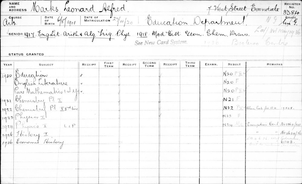 MARKS, Leonard Alfred