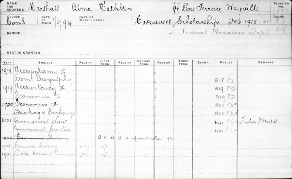 MARSHALL, Alma Kathleen