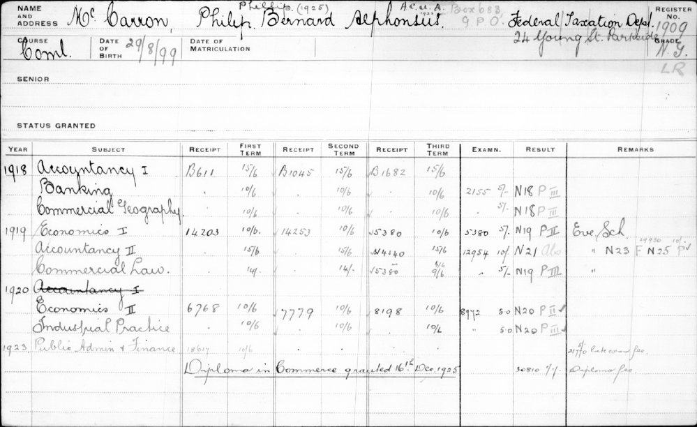 MCCARRON, Philip Bernard Alphonsus