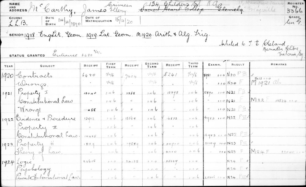 MCCARTHY, James Crimeen Ellery