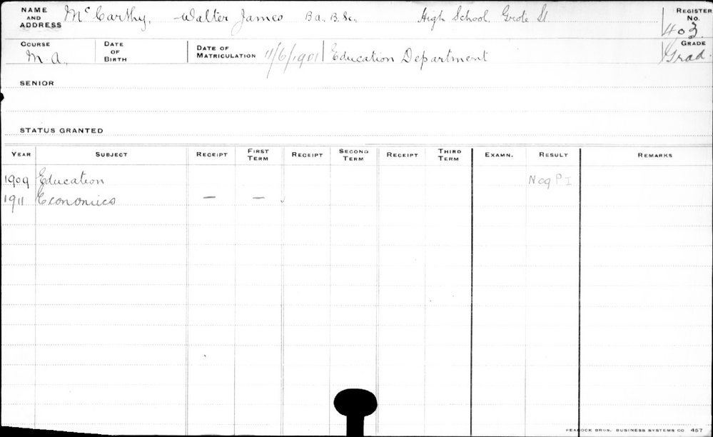 MCCARTHY, Walter James