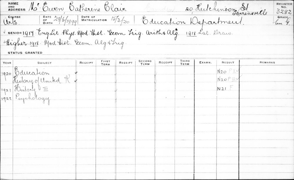 MCEWEN, Catherine Clair