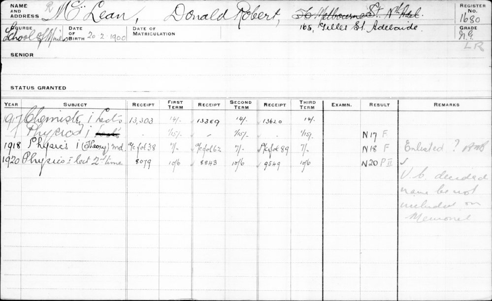 MCLEAN, Donald Robert