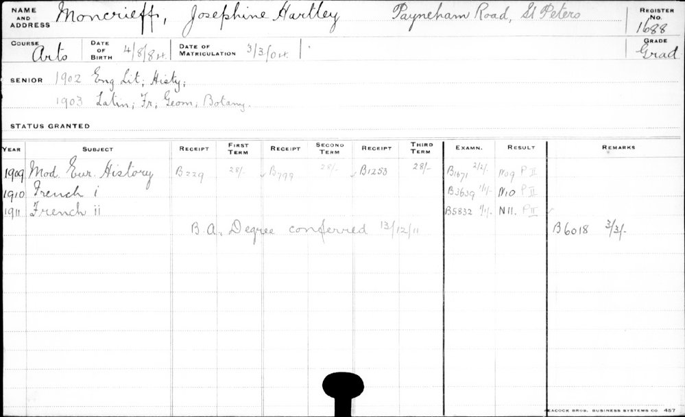 MONCRIEFF, Josephine Hartley