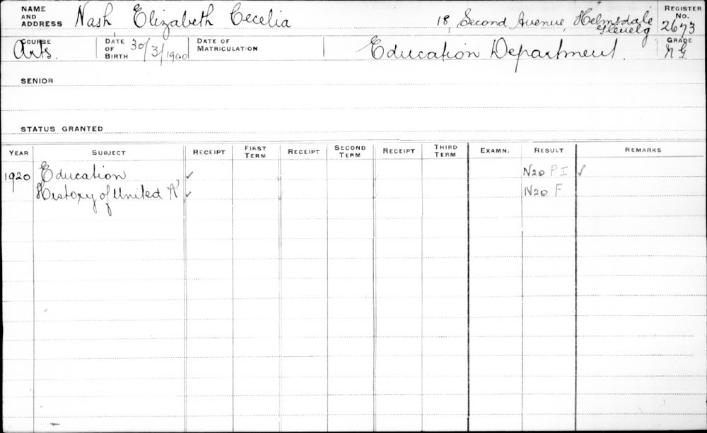 NASH, Elizabeth Cecelia