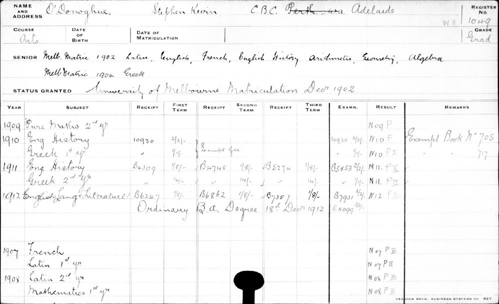 O'DONOGHUE, Stephen Kevin