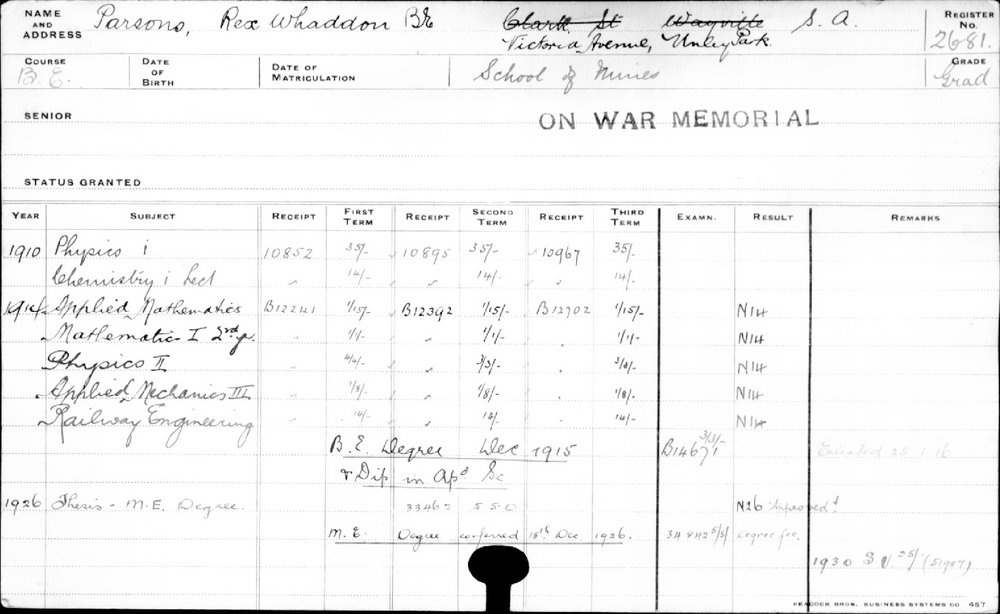 PARSONS, Rex Whaddon