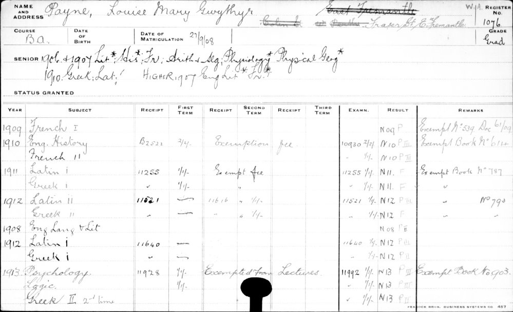 PAYNE, Louise Mary Gwythyr