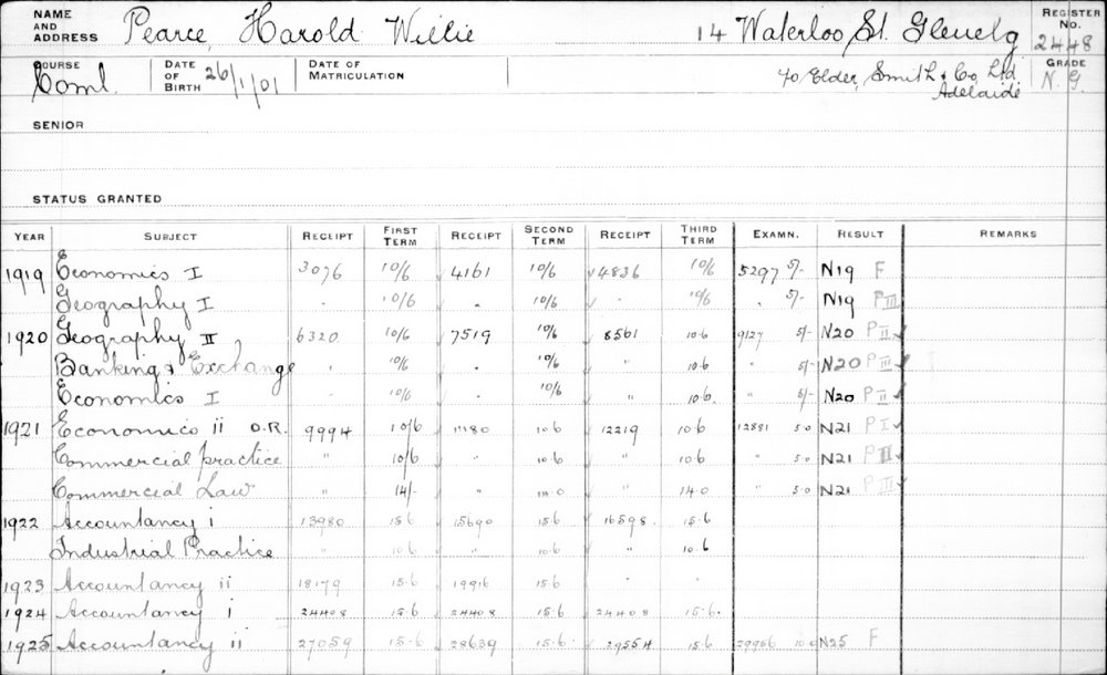PEARCE, Harold Willie