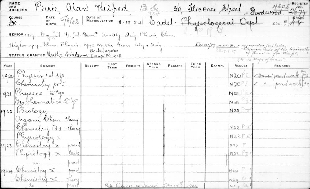 PEIRCE, Alan Wilfred