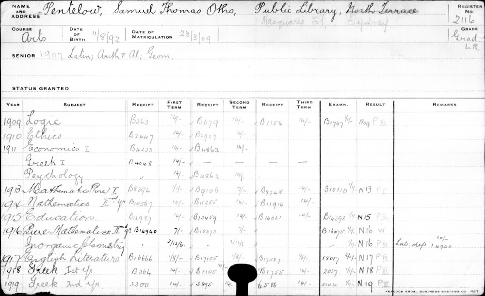 PENTELOW, Samuel Thomas Otho