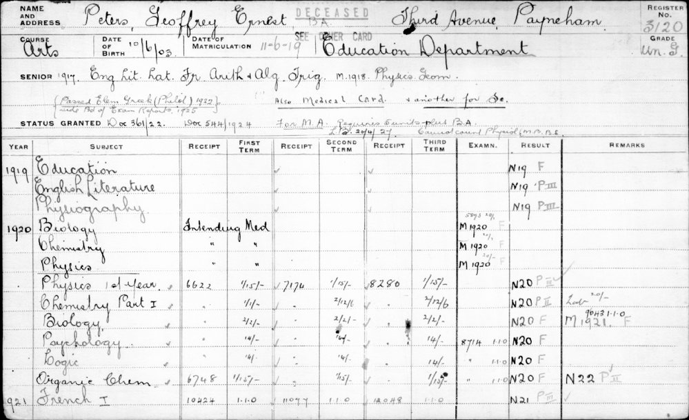 PETERS, Geoffrey Ernest