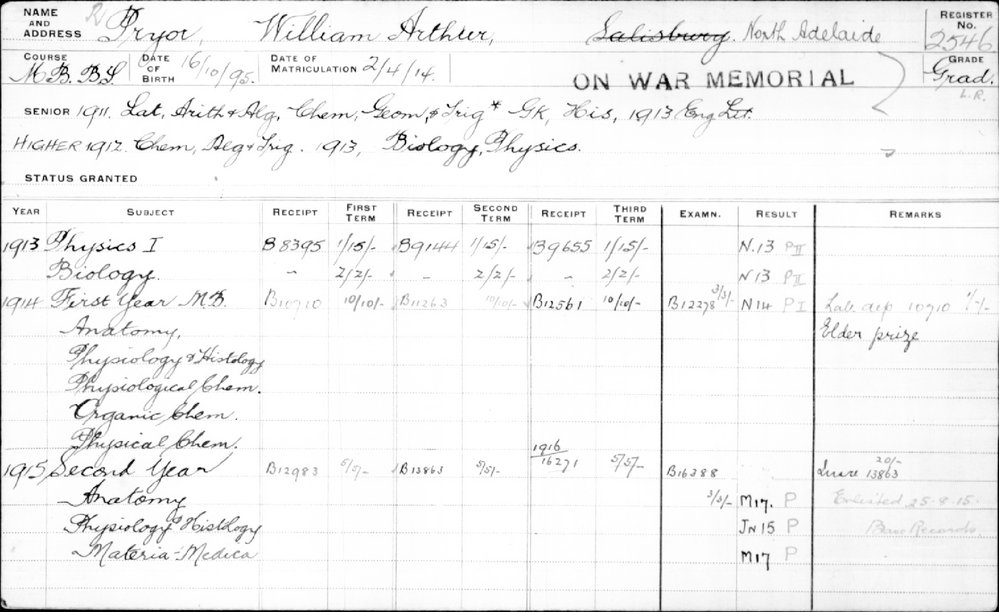 PRYOR, William Arthur