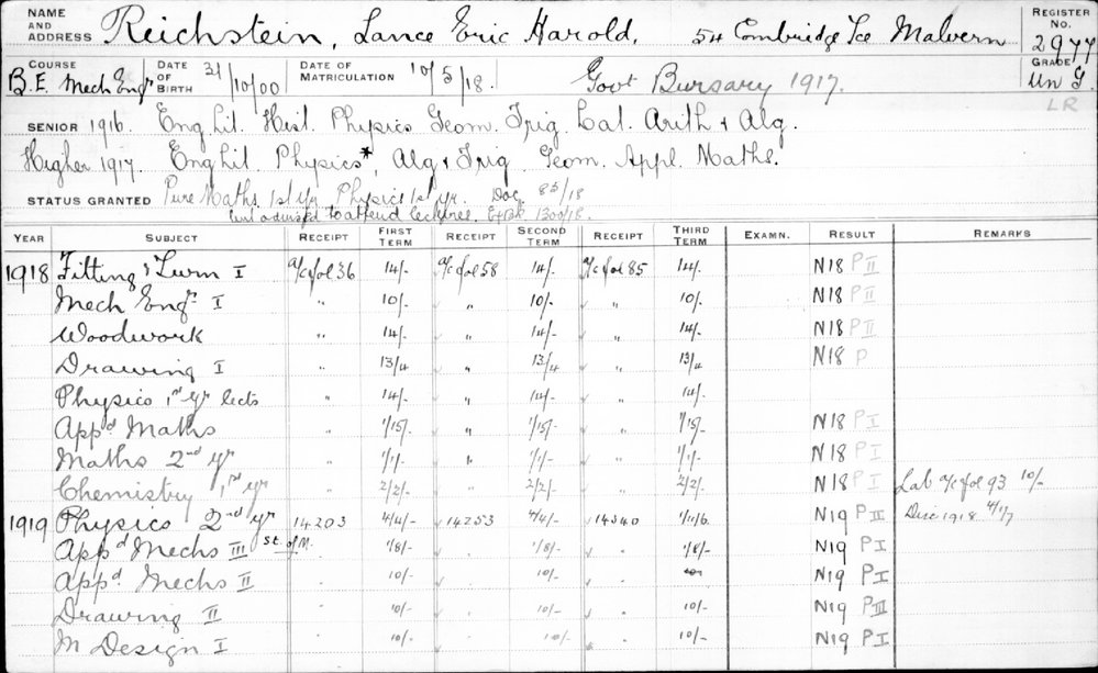 REICHSTEIN, Lance Eric Harold