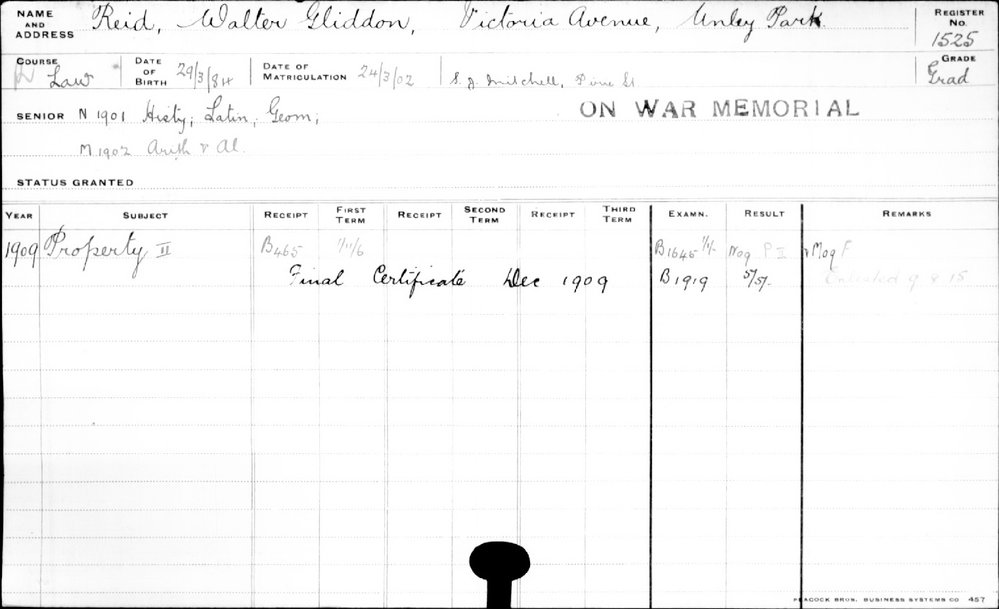 REID, Walter Gliddon